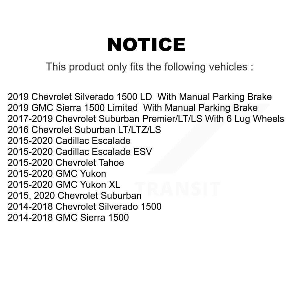 [Arrière] Disque et plaquette de frein pour GMC Chevrolet Sierra 1500 Tahoe KCD-101345N