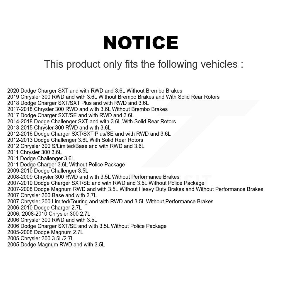 [Arrière] Disque et plaquette de frein pour Dodge Chrysler 300 Charger KCD-101363N