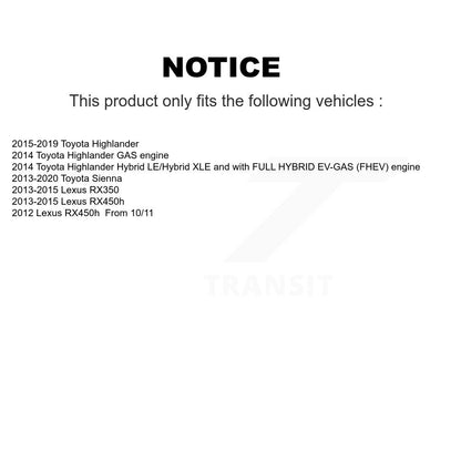 [Arrière] Disque et plaquette de frein pour Toyota Sienna Highlander Lexus KCD-101374N