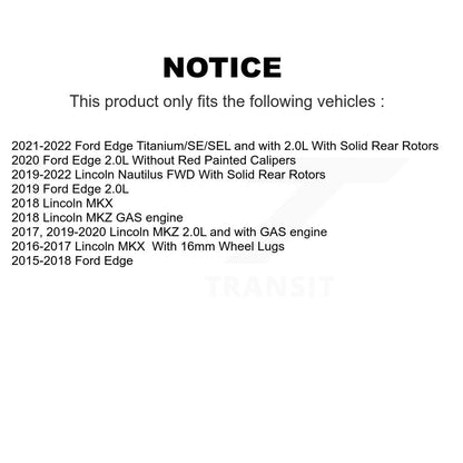 [Arrière] Disque et plaquette de frein pour Ford Edge Lincoln MKX MKZ KCD-101412N