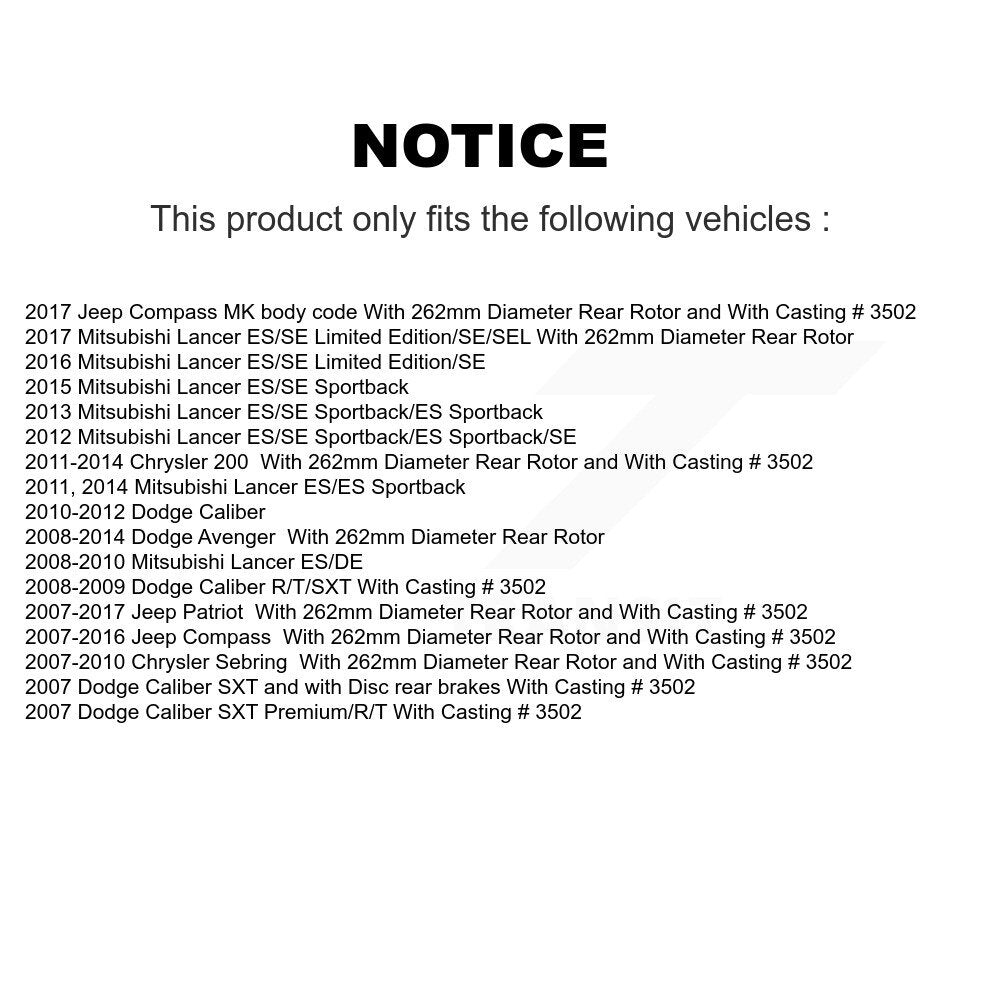 [Arrière] Disque et plaquette de frein pour Jeep Mitsubishi Lancer Patriot KCD-101437N