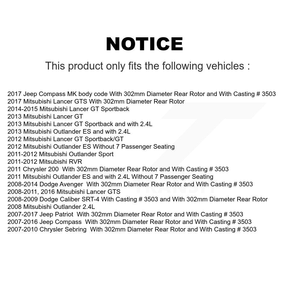 [Arrière] Disque et plaquette de frein pour Jeep Mitsubishi Lancer Patriot KCD-101439N
