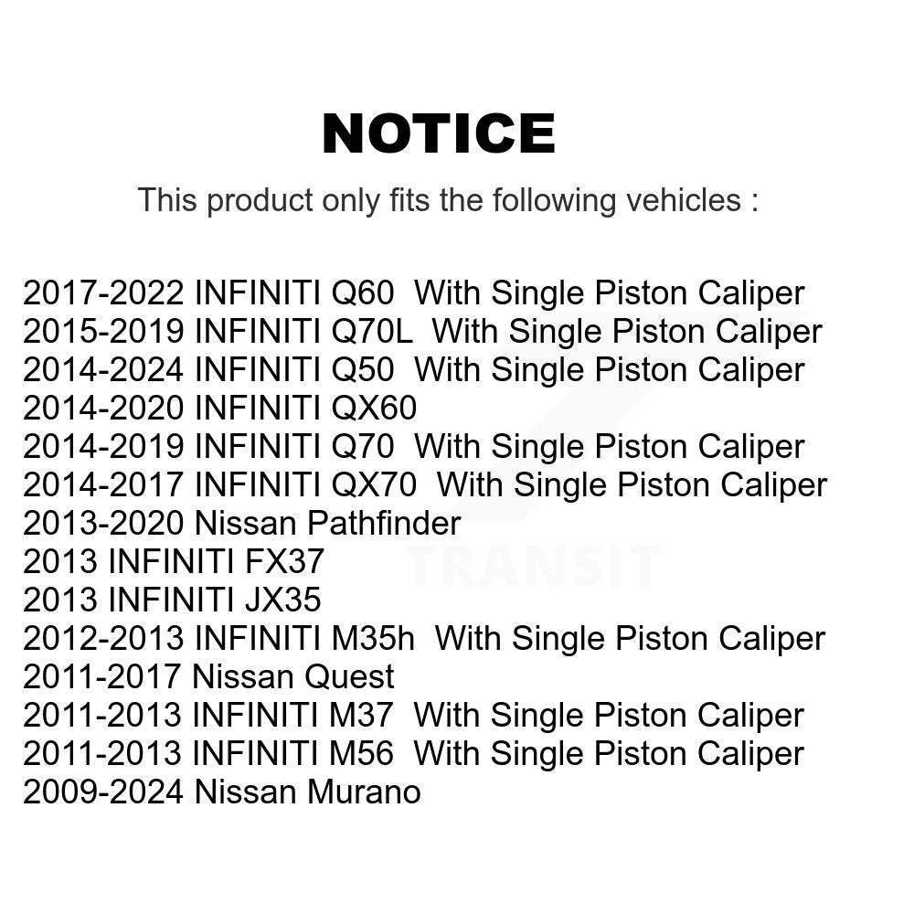 [Arrière] Disque et plaquette de frein pour Nissan Murano Pathfinder QX60 KCD-101539N