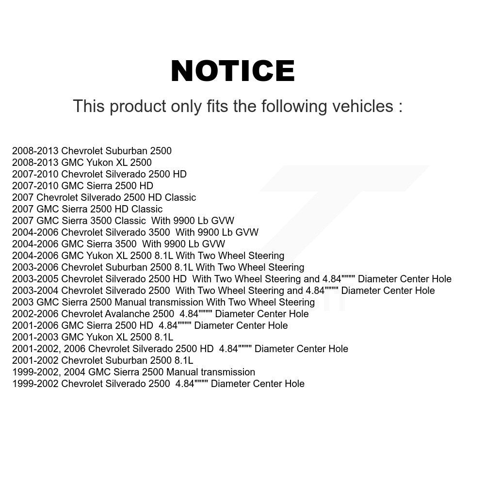 [Arrière] Disque et plaquette de frein pour GMC Chevrolet Sierra 2500 HD XL KCD-101657N