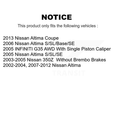 [Avant + Arrière] Kit de plaquette (céramique) de frein pour Nissan Altima INFINITI G35 350Z KCN-100001