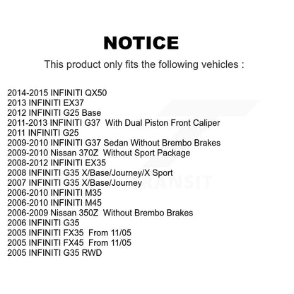 [Avant + Arrière] Kit de plaquette (céramique) de frein pour INFINITI G37 G35 M35 Nissan 350Z EX35 G25 370Z FX35 M45 QX50 EX37 FX45 KCN-100003