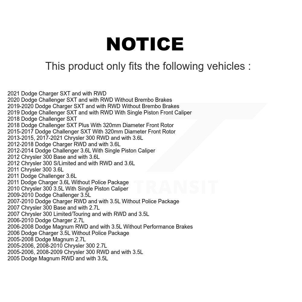 [Avant + Arrière] Kit de plaquette (céramique) de frein pour Dodge Charger Chrysler 300 Challenger Magnum KCN-100034