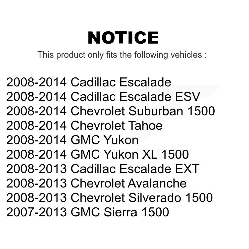 [Avant + Arrière] Kit de plaquette (céramique) de frein pour Chevrolet Silverado 1500 GMC Sierra Tahoe Suburban Yukon Cadillac XL Avalanche Escalade ESV EXT KCN-100215