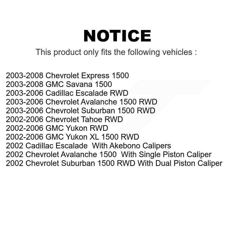 [Avant + Arrière] Kit de plaquette (céramique) de frein pour Chevrolet Tahoe GMC Suburban 1500 Avalanche Yukon XL Cadillac Escalade Express Savana KCN-100219