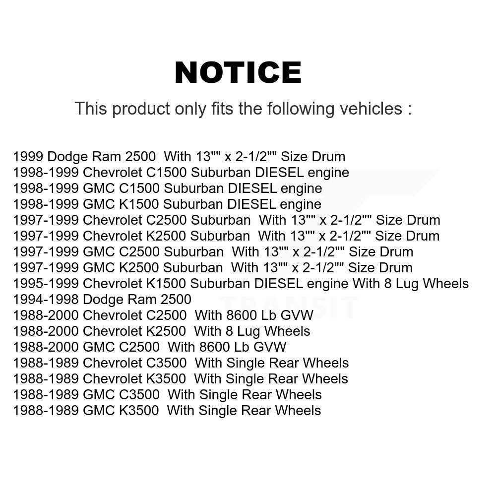 [Avant + Arrière] Kit de plaquette (céramique) de frein pour Chevrolet Dodge Ram 2500 K2500 C2500 K1500 Suburban GMC C1500 C3500 K3500 KCN-100313