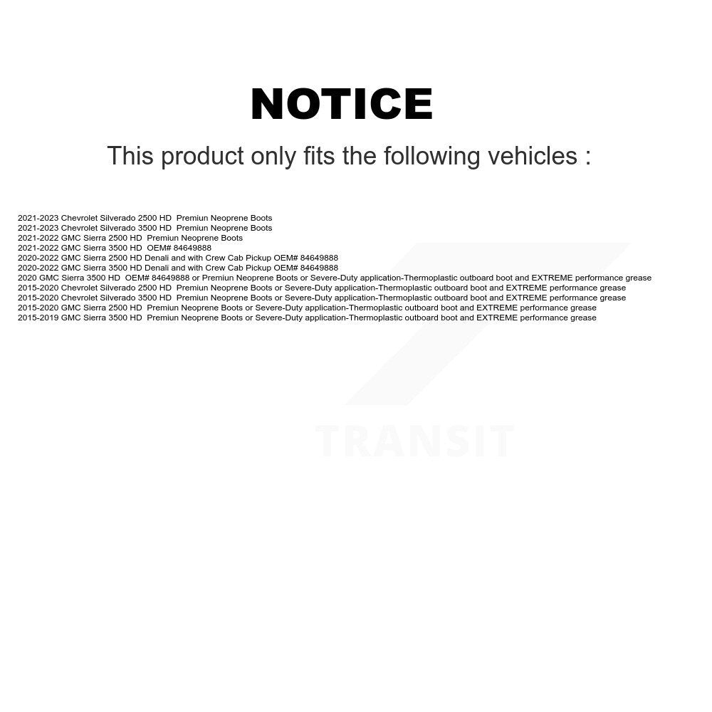 [Avant] Arbre de transmission CV pour Chevrolet GMC Silverado 2500 HD Sierra 3500 KCV-100103