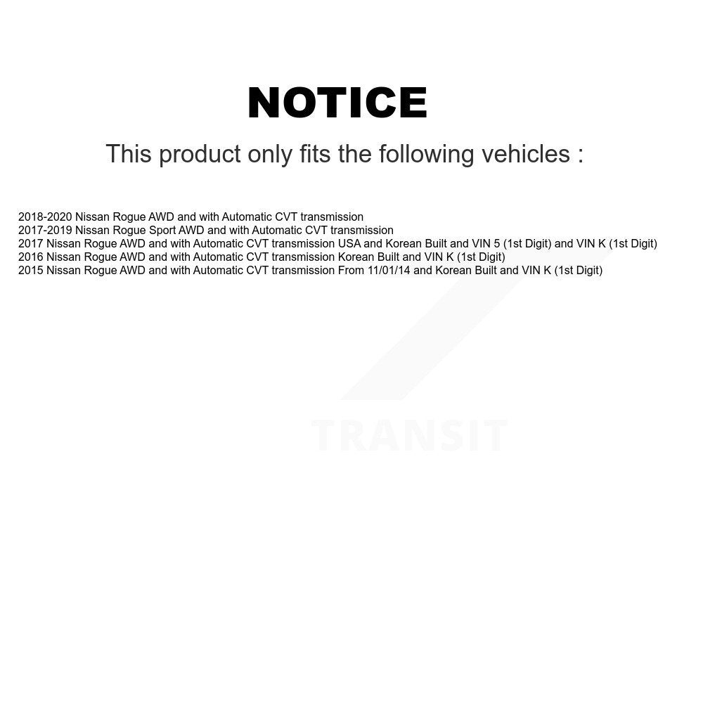 [Arrière] Arbre de transmission CV pour Nissan Rogue Sport AWD with Automatic CVT transmission KCV-100166