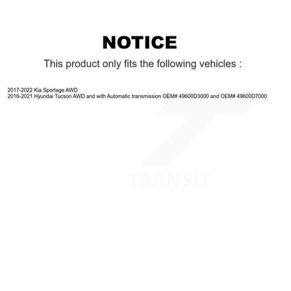 [Arrière] Arbre de transmission CV pour Hyundai Tucson Kia Sportage KCV-100169