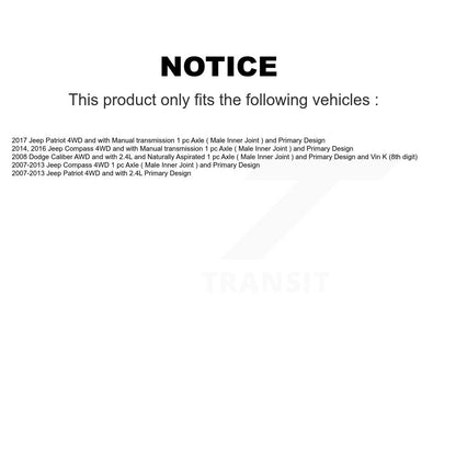 [Avant et Arrière] Arbre de transmission CV pour Jeep Patriot Compass Dodge Caliber KCV-100182