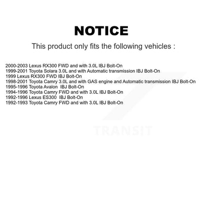[Avant] Arbre de transmission CV pour Toyota Camry Lexus RX300 Solara ES300 Avalon IBJ Bolt-On KCV-100252