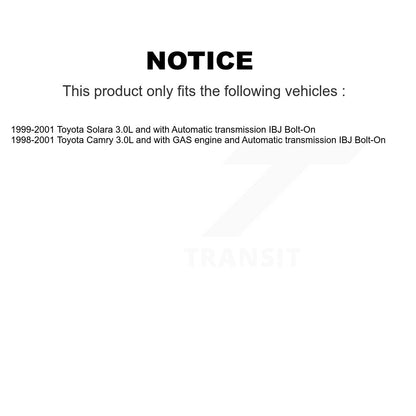 [Avant] Arbre de transmission CV pour Toyota Camry Solara IBJ Bolt-On KCV-100254