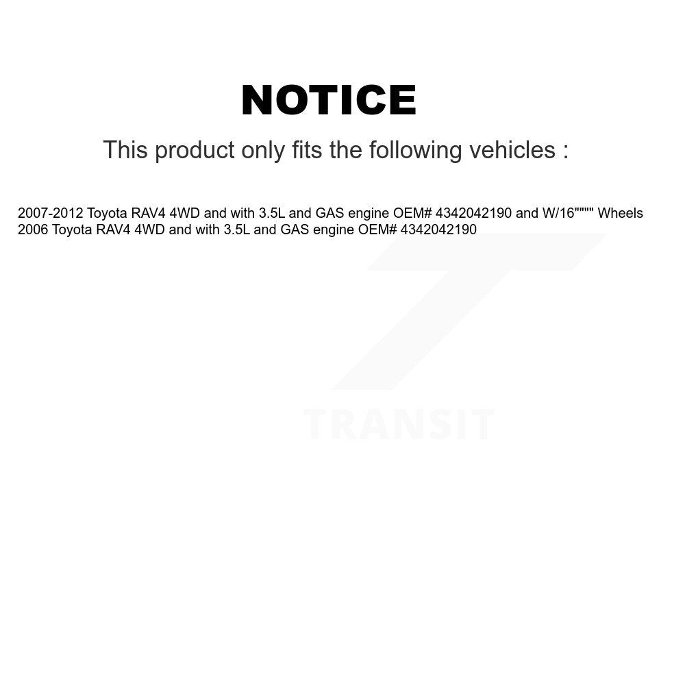 [Avant] Arbre de transmission CV pour Toyota RAV4 4WD with 3.5L GAS engine KCV-100299