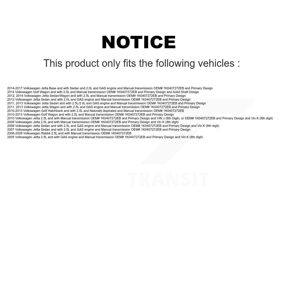[Avant] Arbre de transmission CV pour Volkswagen Jetta Golf Rabbit KCV-100306