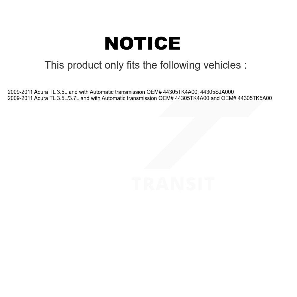 [Avant] Arbre de transmission CV pour 2009-2011 Acura TL 3.5L 3.7L with Automatic transmission KCV-100365