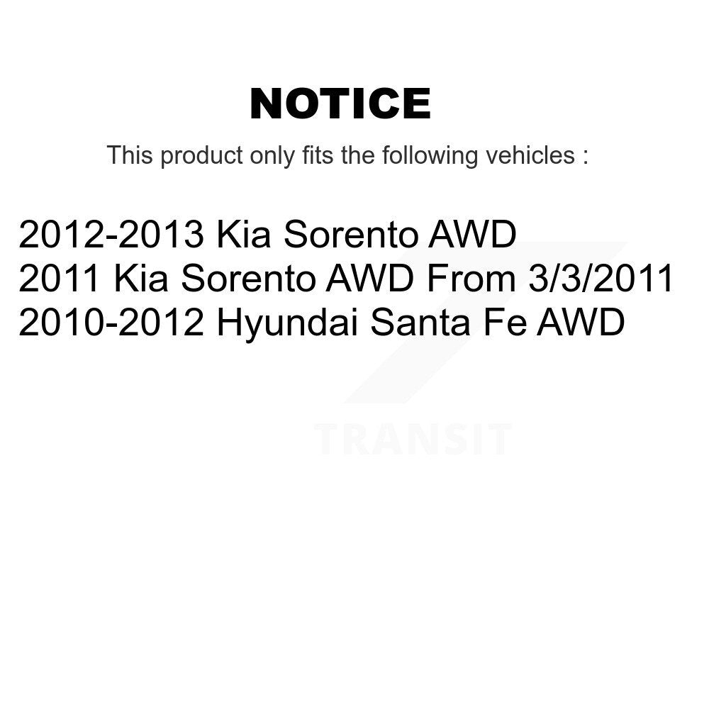 [Arrière] Arbre de transmission CV pour Hyundai Santa Fe Kia Sorento AWD KCV-100392