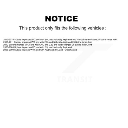 [Arrière] Arbre de transmission CV pour Subaru Impreza KCV-100396