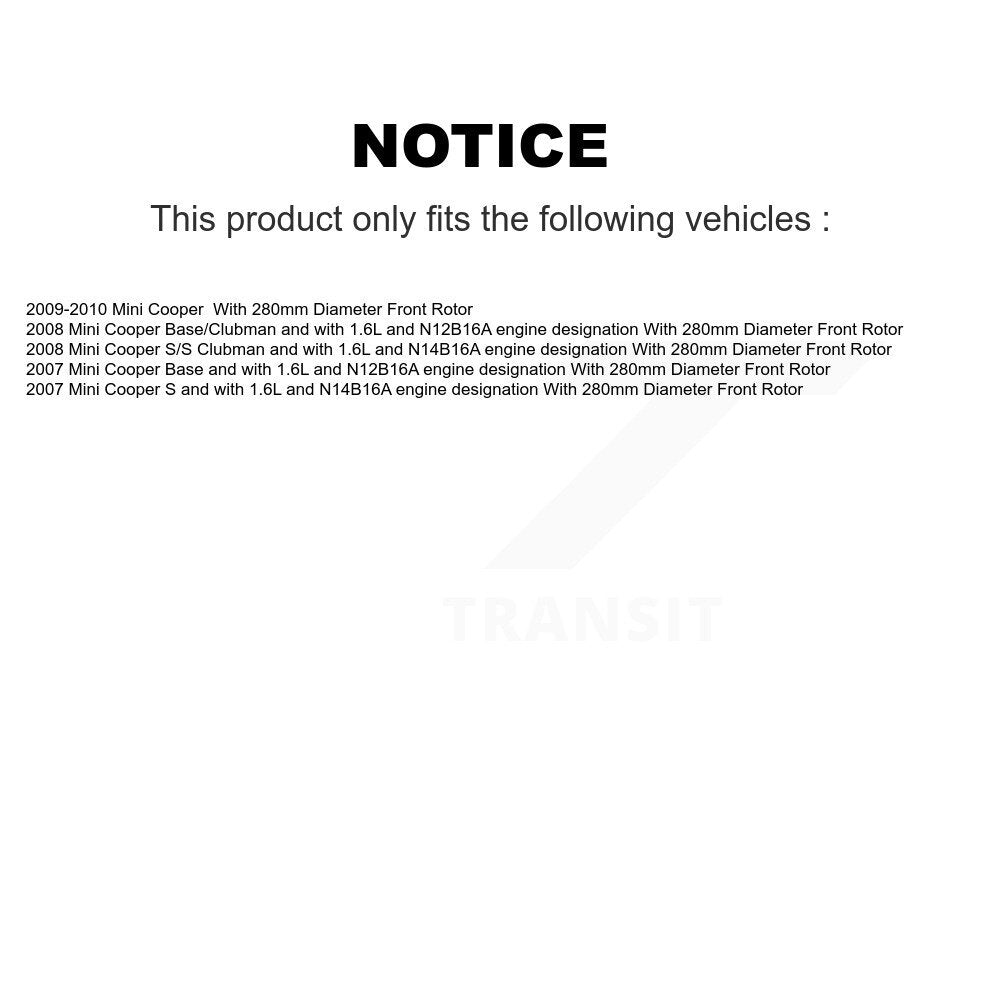 [Avant] Plaquette de frein pour Mini Cooper With 280mm Diameter Rotor KCW-100459