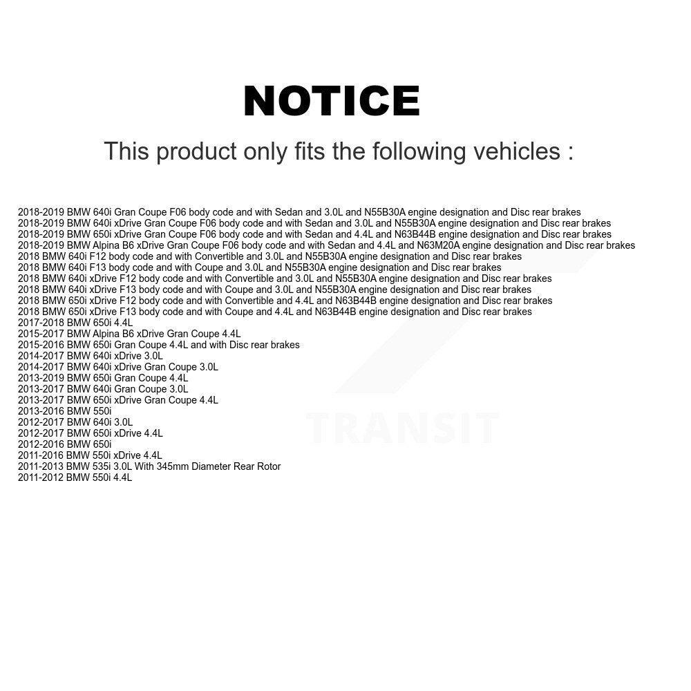 [Arrière] Plaquette de frein pour BMW 550i xDrive 650i Gran Coupe 640i 535i B6 KCW-100951
