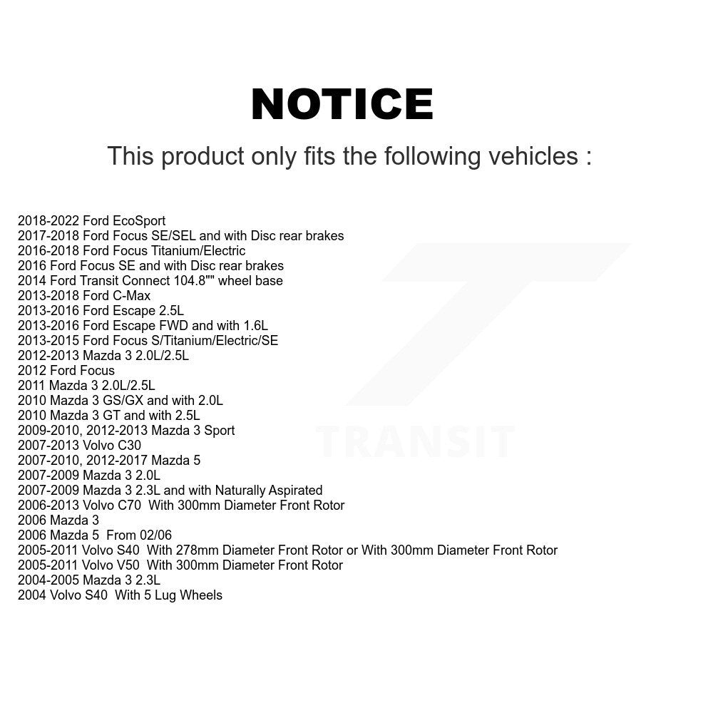 [Avant + Arrière] Kit de plaquette (céramique) de frein pour Ford Focus Escape Mazda 3 Volvo 5 C-Max EcoSport S40 Transit Connect C70 C30 V50 Sport KCX-100085