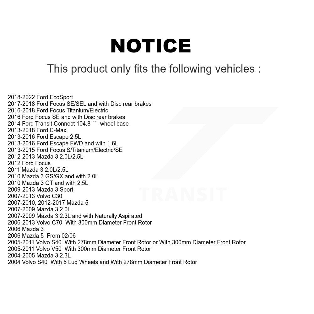 [Avant + Arrière] Kit de plaquette (céramique) de frein pour Ford Focus Escape Mazda 3 Volvo 5 C-Max EcoSport S40 Transit Connect C70 C30 V50 Sport KCX-100085