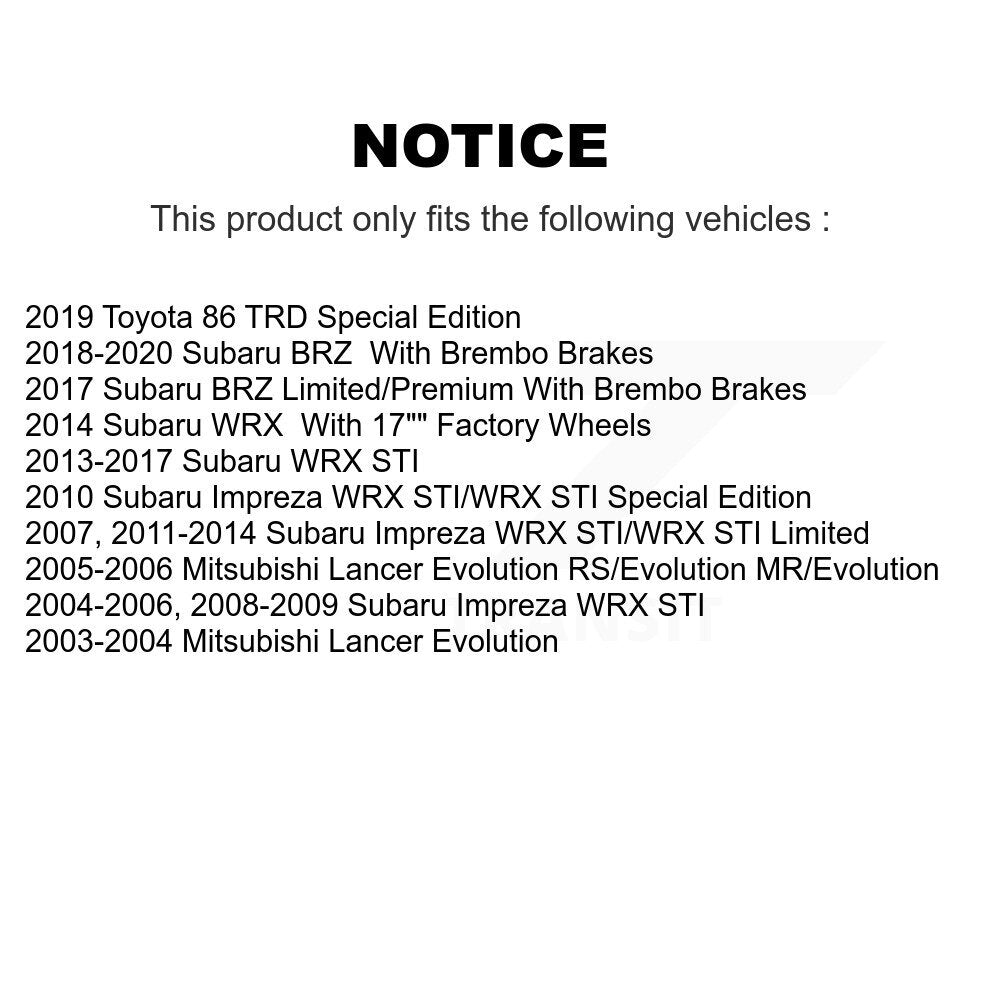 [Avant + Arrière] Kit de plaquette (céramique) de frein pour Subaru Impreza Mitsubishi Lancer WRX STI BRZ Toyota 86 KCX-100109
