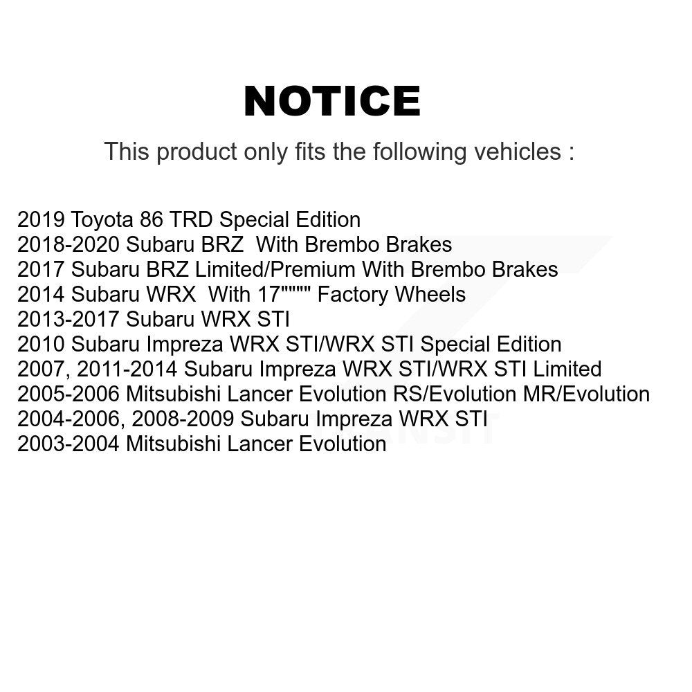 [Avant + Arrière] Kit de plaquette (céramique) de frein pour Subaru Impreza Mitsubishi Lancer WRX STI BRZ Toyota 86 KCX-100109