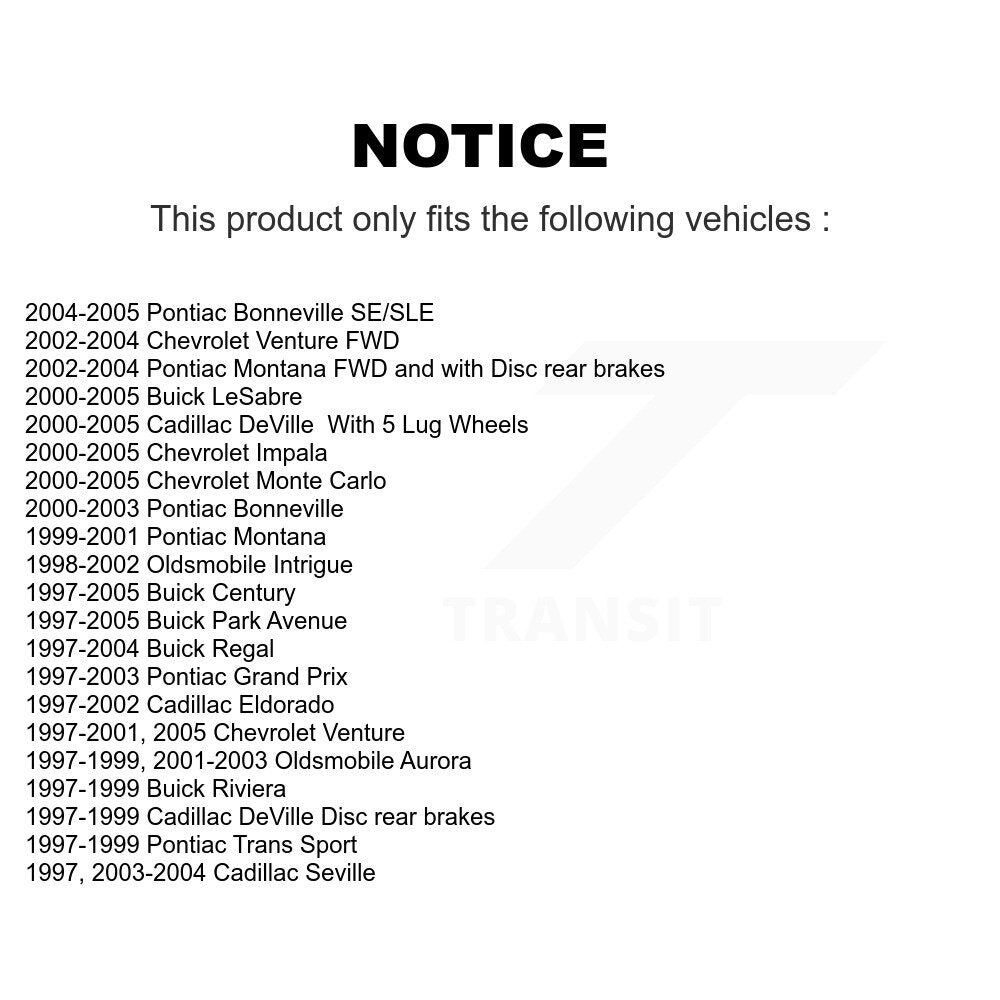 [Avant + Arrière] Kit de plaquette (céramique) de frein pour Buick Chevrolet Impala LeSabre Century Pontiac Cadillac DeVille Grand Prix Venture Monte Carlo Park Avenue Regal Bonneville Oldsmobile Montana Intrigue KCX-100124