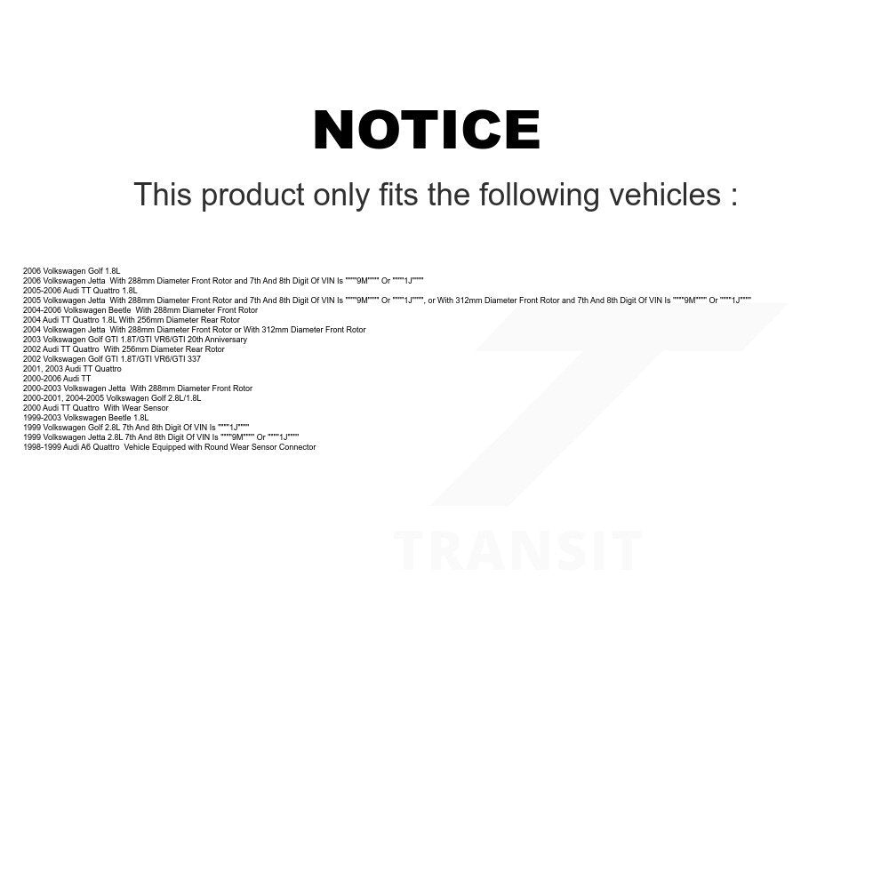 [Avant + Arrière] Kit de plaquette (céramique) de frein pour Volkswagen Jetta Beetle Golf Audi TT Quattro A6 KCX-100163
