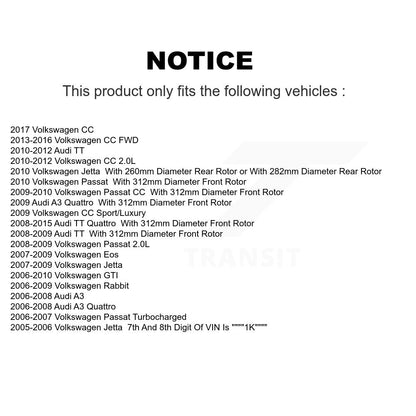 [Avant + Arrière] Kit de plaquette (céramique) de frein pour Volkswagen Jetta CC Passat GTI Audi Rabbit Eos A3 TT Quattro Golf R8 KCX-100167