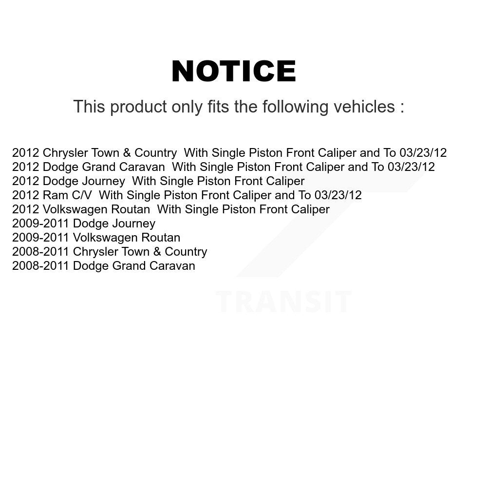 [Avant + Arrière] Kit de plaquette (céramique) de frein pour Dodge Grand Caravan Chrysler Town & Country Journey Volkswagen Routan Ram C/V KCX-100233
