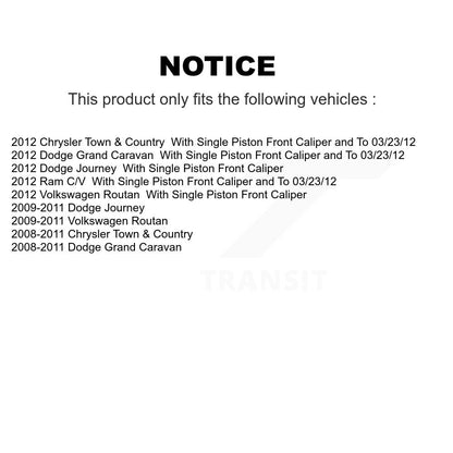[Avant + Arrière] Kit de plaquette (céramique) de frein pour Dodge Grand Caravan Chrysler Town & Country Journey Volkswagen Routan Ram C/V KCX-100233