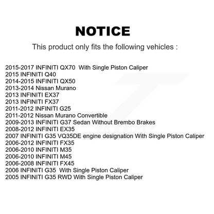 [Avant + Arrière] Kit de plaquette (céramique) de frein pour INFINITI Nissan G37 Murano G35 FX35 M35 350Z EX35 M37 QX70 370Z G25 Q70 Q70L M45 Q40 FX37 QX50 FX45 M56 EX37 M35h Renault Koleos KCX-100255