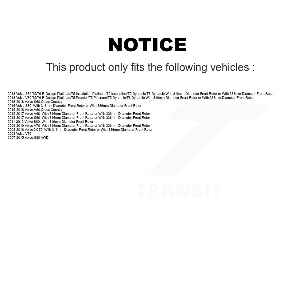 [Avant + Arrière] Kit de plaquette (céramique) de frein pour Volvo S60 XC70 S80 V60 Cross Country V70 KCX-100361