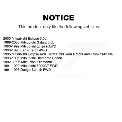 [Avant + Arrière] Kit de plaquette (céramique) de frein pour Mitsubishi Eclipse 3000GT Galant Dodge Stealth Eagle Talon Diamante KCX-100374