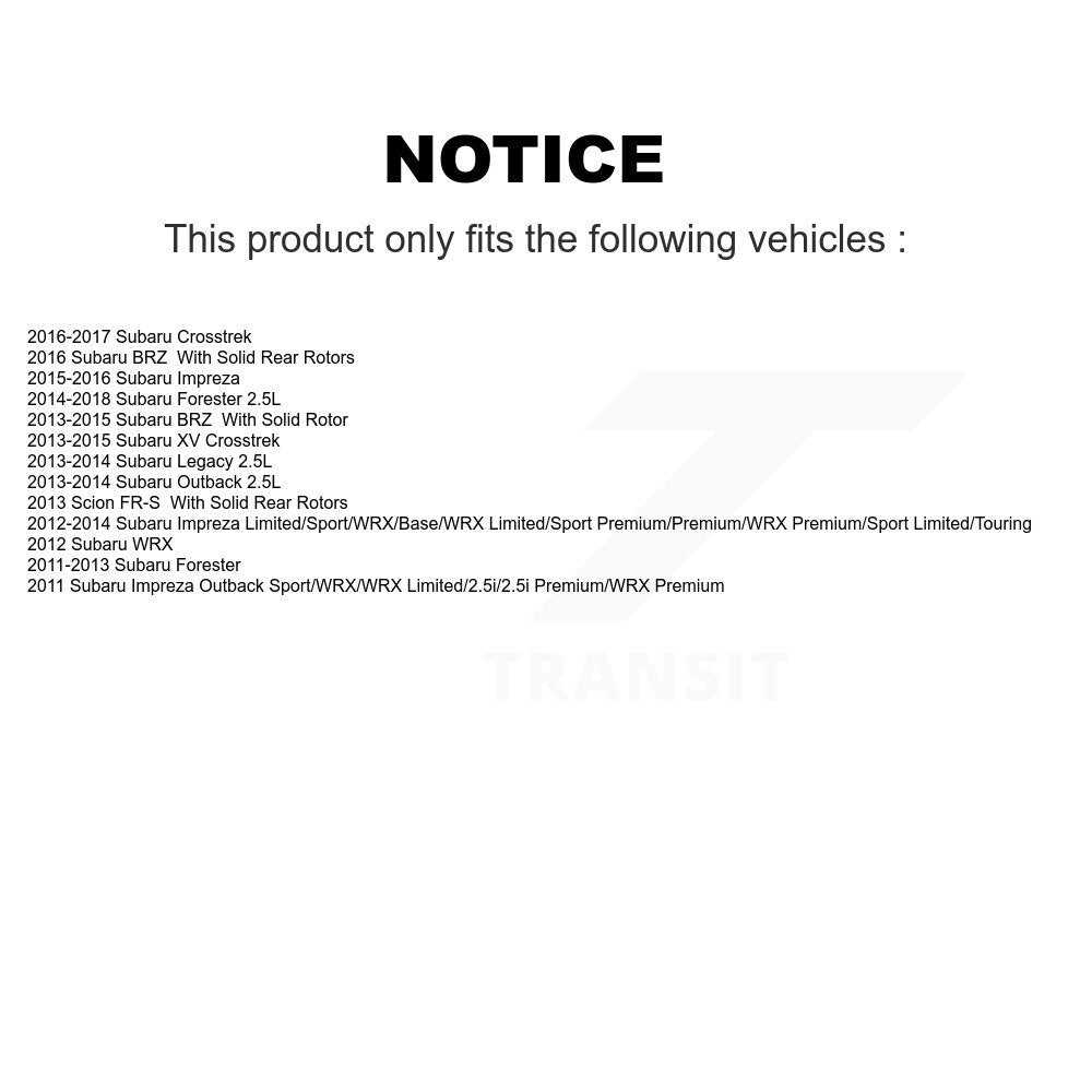 [Avant + Arrière] Kit de plaquette (céramique) de frein pour Subaru Forester Impreza Outback XV Crosstrek Legacy Scion FR-S BRZ WRX KCX-100396