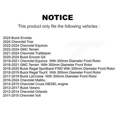 [Avant] Kit de disque (percé rainuré revêtu) de frein pour Chevrolet Equinox Malibu Cruze Buick GMC Terrain Verano Volt LaCrosse Regal Sportback TourX Orlando Encore GX Trailblazer KD-100008
