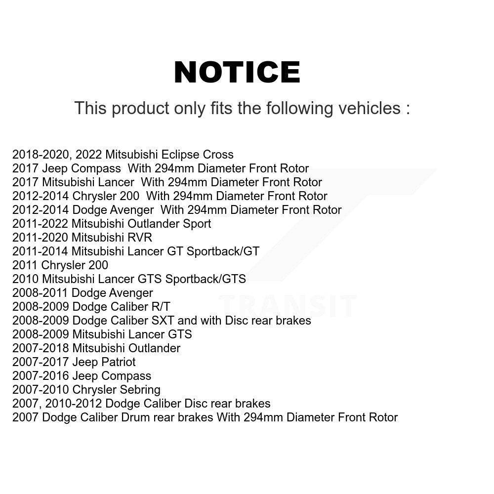 [Avant] Kit de disque (percé rainuré revêtu) de frein pour Jeep Dodge Patriot Mitsubishi Chrysler Compass Avenger 200 Caliber Outlander Sport Sebring Lancer Eclipse Cross RVR KD-100029