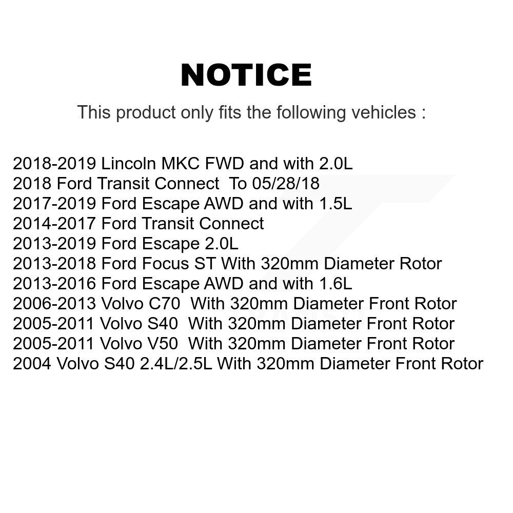 [Avant] Kit de disque (percé rainuré revêtu) de frein pour Ford Escape Focus Transit Connect Volvo S40 Lincoln MKC C70 V50 KD-100053