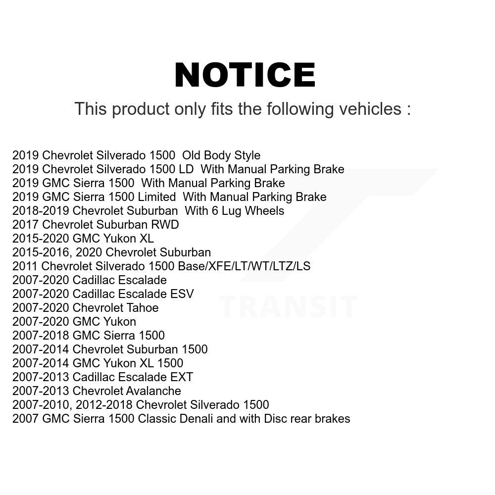 [Arrière] Kit de disque (percé rainuré revêtu) de frein pour Chevrolet Silverado 1500 GMC Sierra Tahoe Yukon Cadillac Suburban Escalade XL Avalanche ESV LD Classic EXT Limited KD-100106