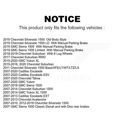 [Arrière] Kit de disque (percé rainuré revêtu) de frein pour Chevrolet Silverado 1500 GMC Sierra Tahoe Yukon Cadillac Suburban Escalade XL Avalanche ESV LD Classic EXT Limited KD-100106