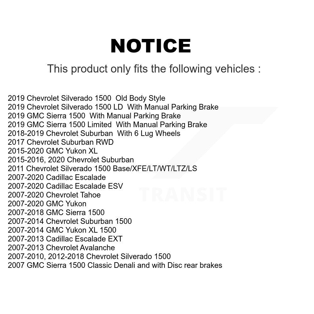 [Arrière] Kit de disque (percé rainuré revêtu) de frein pour Chevrolet Silverado 1500 GMC Sierra Tahoe Yukon Cadillac Suburban Escalade XL Avalanche ESV LD Classic EXT Limited KD-100106