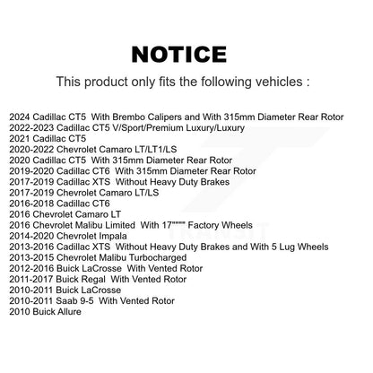 [Arrière] Kit de disque (percé rainuré revêtu) de frein pour Chevrolet Malibu Buick Impala LaCrosse Camaro Cadillac Regal XTS Limited CT6 Saab 9-5 CT5 Allure KD-100112