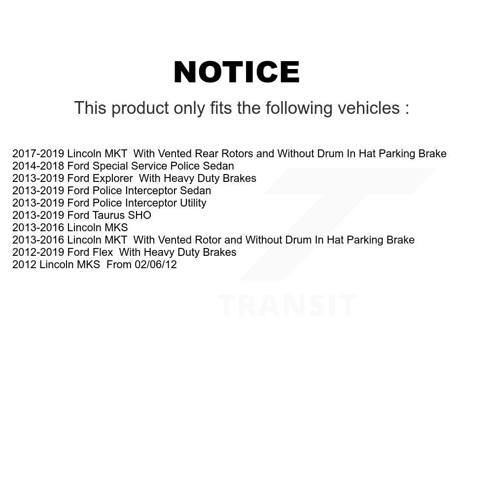 [Arrière] Kit de disque (percé rainuré revêtu) de frein pour Ford Explorer Taurus Flex Police Interceptor Utility Lincoln Sedan MKS MKT Special Service KD-100125