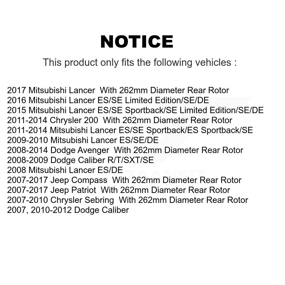 [Arrière] Kit de disque (percé rainuré revêtu) de frein pour Jeep Dodge Patriot Chrysler Compass Avenger 200 Caliber Sebring Mitsubishi Lancer KD-100136
