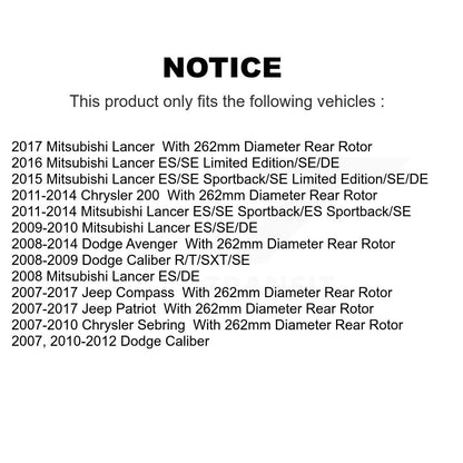 [Arrière] Kit de disque (percé rainuré revêtu) de frein pour Jeep Dodge Patriot Chrysler Compass Avenger 200 Caliber Sebring Mitsubishi Lancer KD-100136